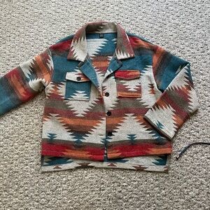 SHEIN Multicolor Geometric Jacket